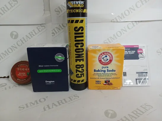 BOX OF APPROXIMATELY 20 ASSORTED ITEMS TO INCLUDE - WISER RADIATOR THERMOSTAT - BAKING SODA - SHOE POLISH ETC