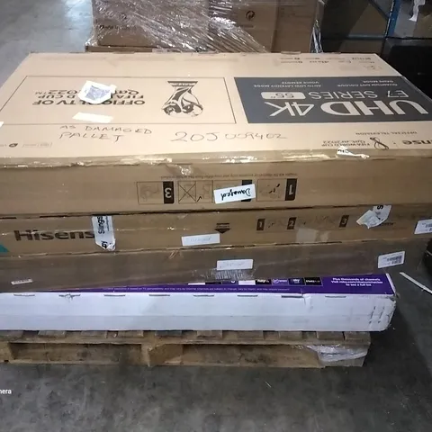 PALLET OF 4 ASSORTED DAMAGED TELEVISIONS