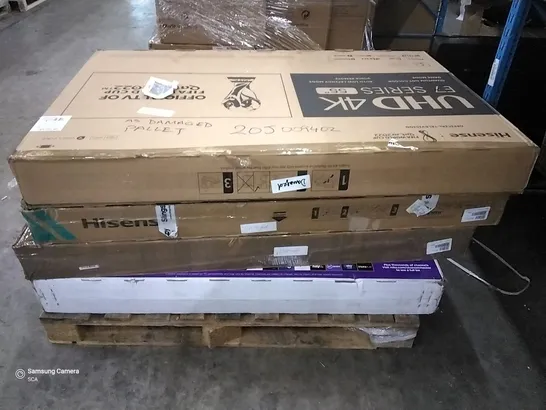 PALLET OF 4 ASSORTED DAMAGED TELEVISIONS