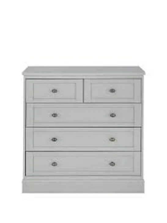 BOXED DARCY 3 + 2 DRAWER CHEST - LIGHT GREY (1 BOX)