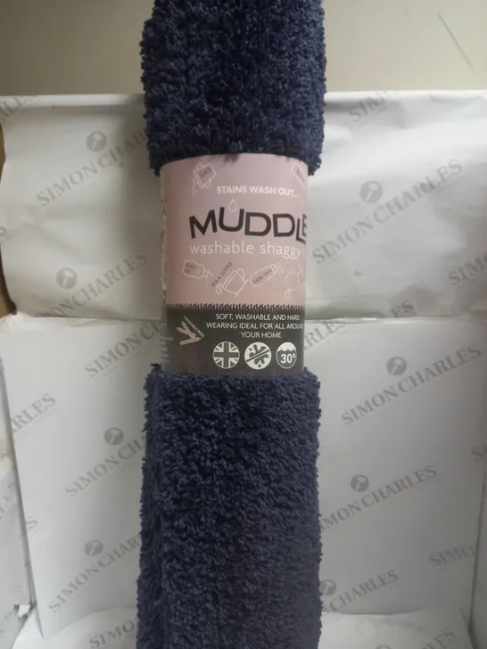 MUDDLE WASHABLE SHAGGY RUG NAVY