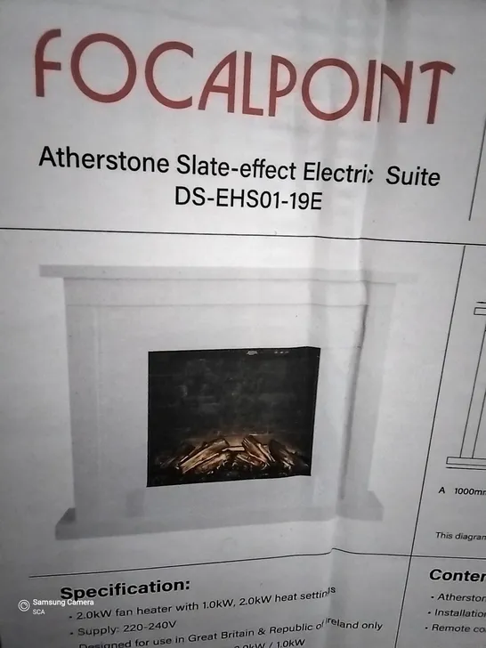 FOCAL POINT ATHERSTONE SLATE AFFECT ELECTRICFIRE SUITE