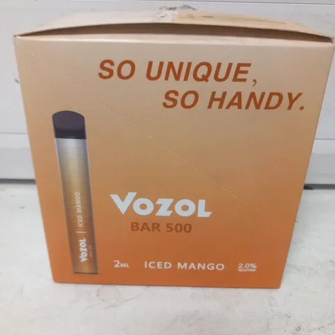 BOXED VOZOL BAR 500 ICED MANGO 500 PUFFS DISPOABLE VAPE PACK OF 10