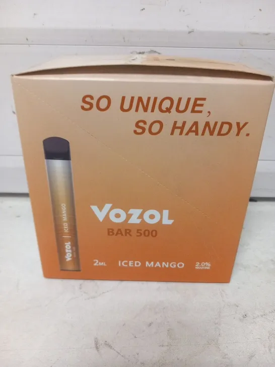 BOXED VOZOL BAR 500 ICED MANGO 500 PUFFS DISPOABLE VAPE PACK OF 10