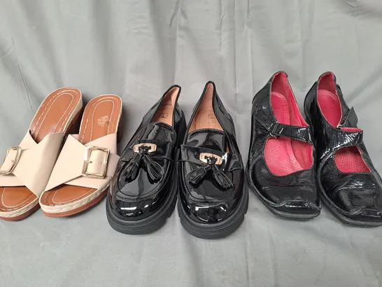 BOX OF APPROXIMATELY 15 ASSORTED PAIRS OF SHOES AND FOOTWEAR ITEMS IN VARIOUS STYLES AND SIZES TO INCLUDE CLARKS, GE ER TE, ETC