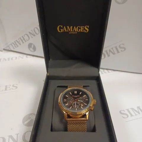 GAMAGES OMNISCIENT CHRONOGRAPH BLACK DIAL WATCH 