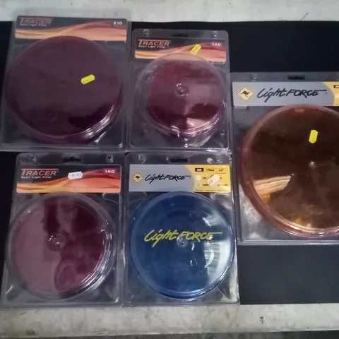 5 ASSORTED SEALED LIGHT FILTERS OF VARIOUS SIZES 