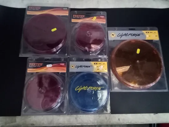 5 ASSORTED SEALED LIGHT FILTERS OF VARIOUS SIZES 