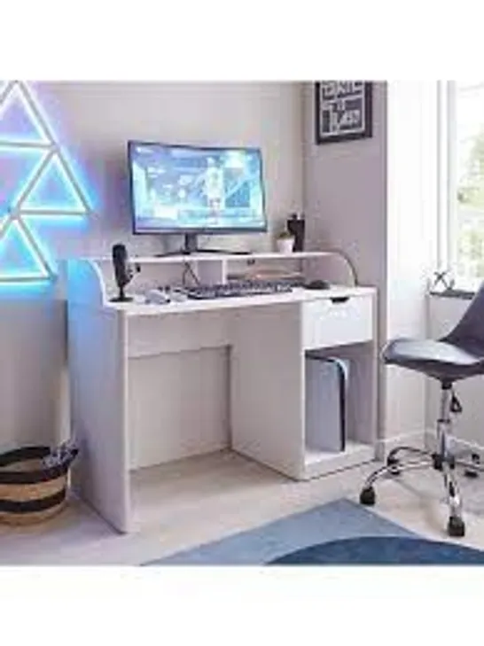 BOXED ASPEN GAMING DESK - WHITE OAK - COLLECTION ONLY