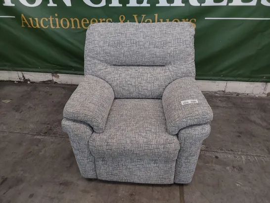 QUALITY BRITISH DESIGNER G PLAN SEATTLE POWER RECLINING EASY CHAIR REMCO LIGHT GREY FABRIC 