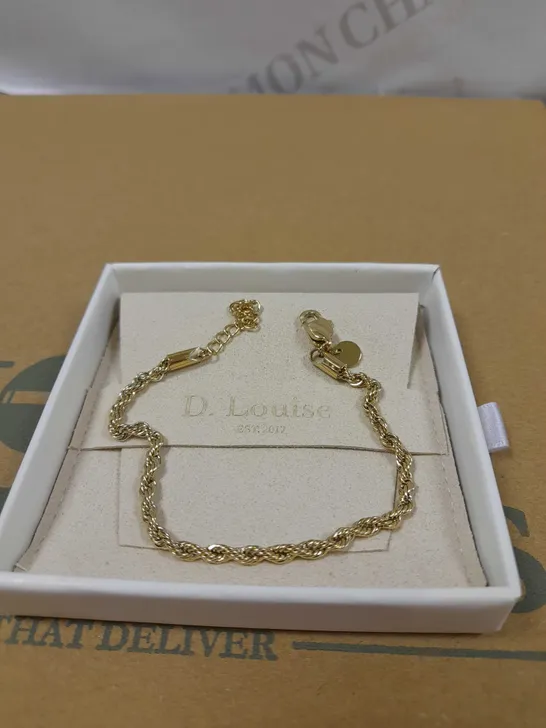 BOXED D. LOUISE TWISTED ROPE GOLD EFFECT BRACELET 