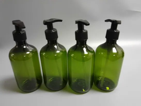 LOT OF 4 CLEAR GREEN DISPENSER BOTTLES