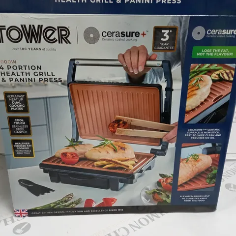 TOWER 1000W 4-PORTION HEALTH GRILL AND PANINI PRESS