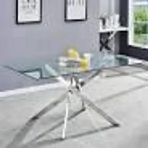 BOXED DAYTONA CLEAR GLASS AND CHROME DINING TABLE(2 BOXES)