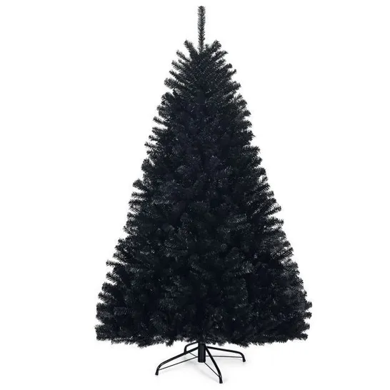 BOXED COSTWAY ARTIFICIAL BLACK CHRISTMAS TREE WITH SOLID METAL LEGS