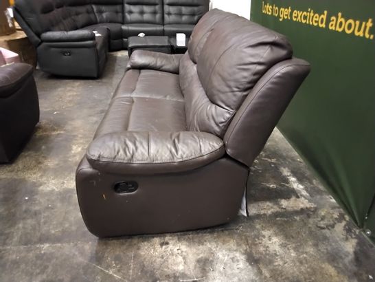 QUALITY TIVOLI BROWN FAUX LEATHER 4 SEATER MANUAL RECLINER SOFA 