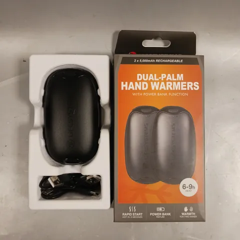 BOXED DUAL-PALM RECHARGEABLE HAND WARMERS 