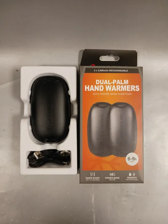 BOXED DUAL-PALM RECHARGEABLE HAND WARMERS 