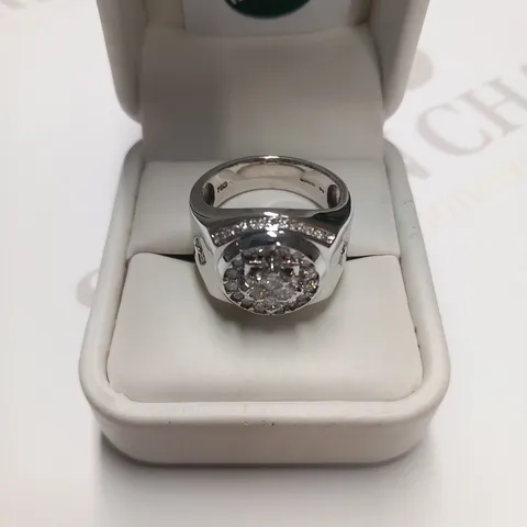 DESIGNER 18CT WHITE GOLD DIAMOND SET GENTS RING