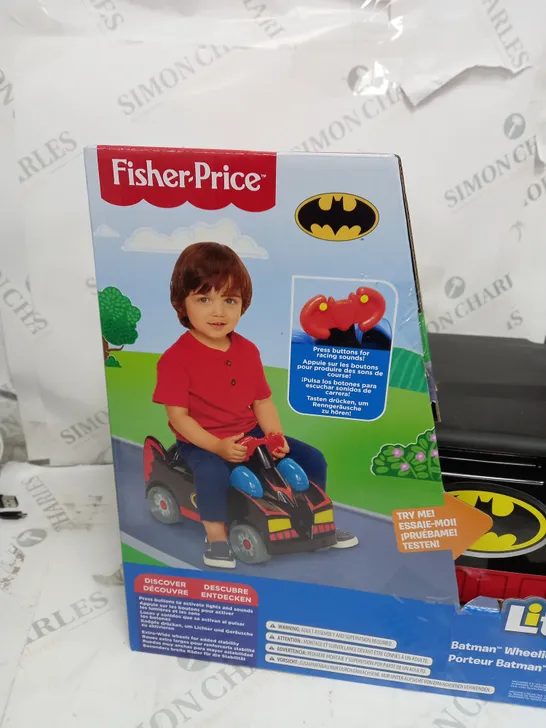 BOXED FISHER PRICE DC - BATMAN RIDING WHEELIES RIDE ON