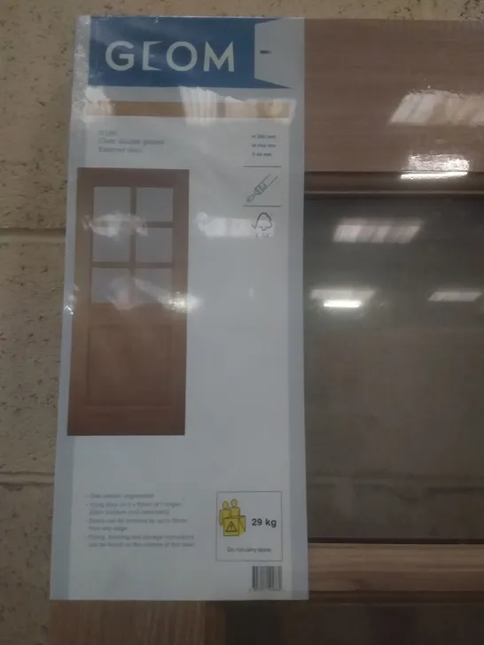 GEOM OAK VENEER 6 LITE CLEAR DOUBLE GLAZED EXTERNAL DOOR