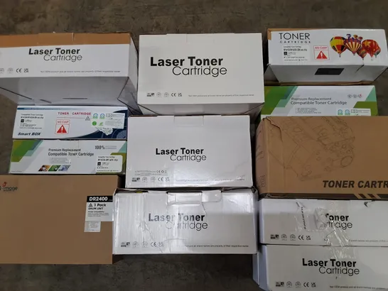 PALLET CONTAINING A LARGE QUANTITY OF ASSORTED LASER TONER CARTRIDGES FOR PRINTERS