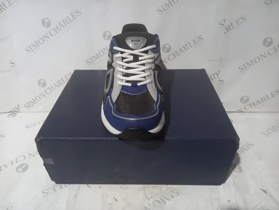 BOXED PAIR OF DIOR B30 MICROFIBRE MESH SHOES IN BLUE EU SIZE 46