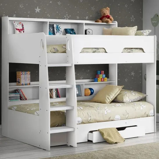 BOXED LILIANNA SINGLE STANDARD BUNK BED - PURE WHITE (4 BOXES)