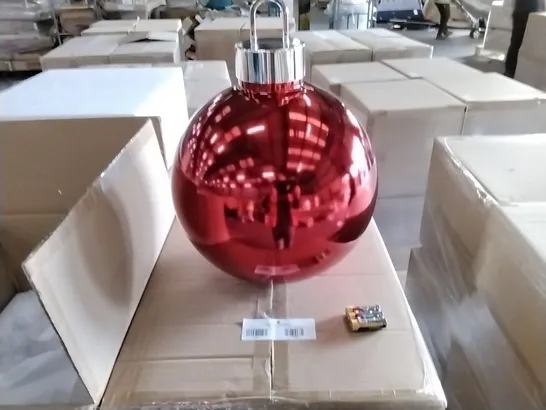 PALLET OF 8 BOXES OF HOME REFLECTIONS PRE-LIT OVERSIZED FAIRY LIGHT GLASS RED BAUBLE