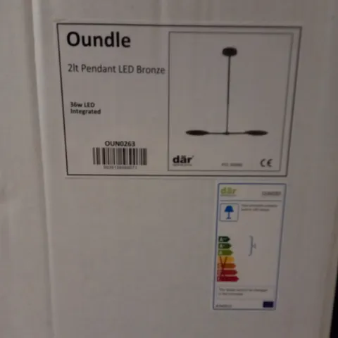 BOXED BRAND NEW DAR LIGHTING OUNDLE 2 LIGHT PENDANT BRONZE LED