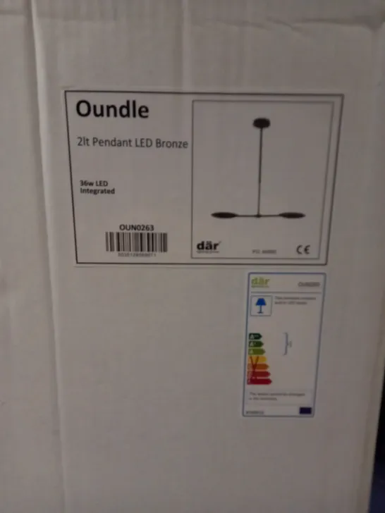 BOXED BRAND NEW DAR LIGHTING OUNDLE 2 LIGHT PENDANT BRONZE LED