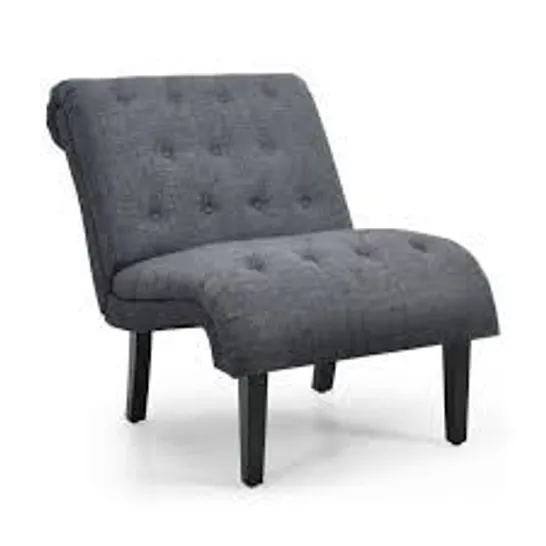 BOXED COSTWAY MODERN UPHOLSTERED ACCENT CHAIR WITH BUTTON TUFTED LINEN FABRIC - DARK GREY