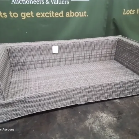 DESIGNER GREY RATTAN THREE SEATER SOFA