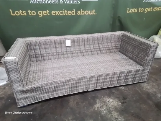 DESIGNER GREY RATTAN THREE SEATER SOFA