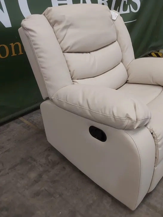 SORRENTO IVORY FAUX LEATHER MANUAL RECLINER ARMCHAIR 