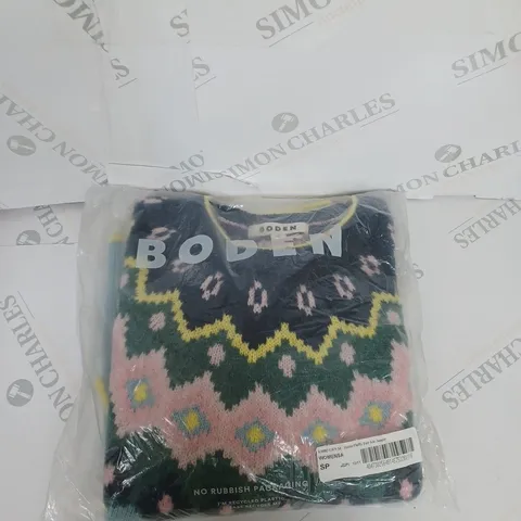 BAGGED BODEN HETTIE FLUFFY FAIR ISLE JUMPER SIZE M