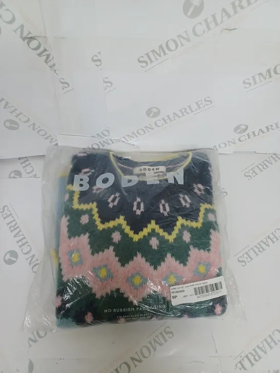 BAGGED BODEN HETTIE FLUFFY FAIR ISLE JUMPER SIZE M