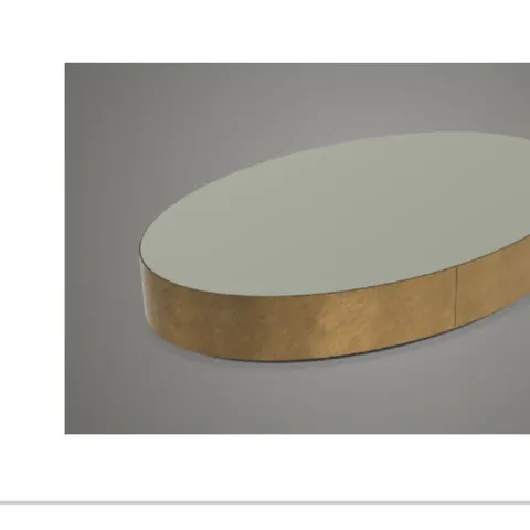 DESIGNER MERIDIANI BELT COFFEE TABLE WITH BRONZE BRASS SIDE AND STONE LACQUER TOP