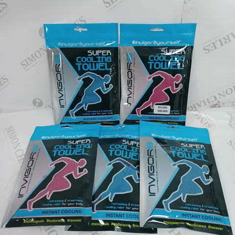 5 SEALED INVIGOR8 SUPER COOLING TOWEL IN BLUE & PINK