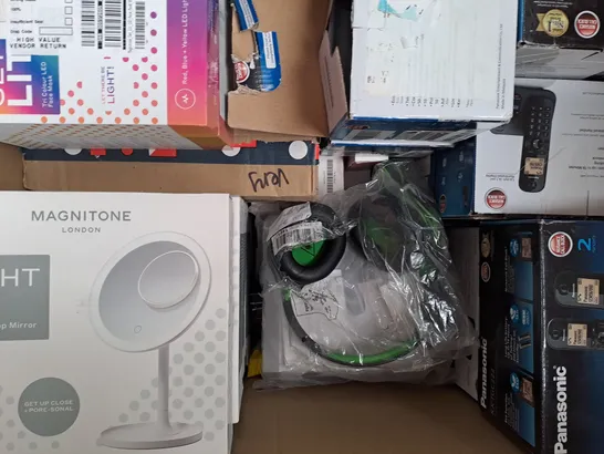 BOX OF APPROXIMATELY 20 ASSORTED ELECTRICAL ITEMS TO INCLUDE MAGNITONE FIRST STEP, MAGNITONE LIGHT UP, PANASONIC DIGITAL CORDLESS ANSWERING SYSTEM, ETC - COLLECTION ONLY