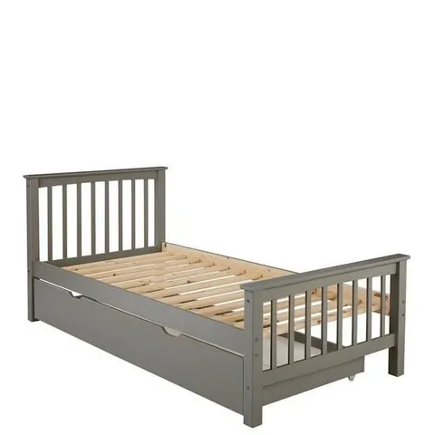 BOXED GRADE 1 CLASSIC NOVARA SINGLE BED - DARK GREY (2 OF 2 BOXES)