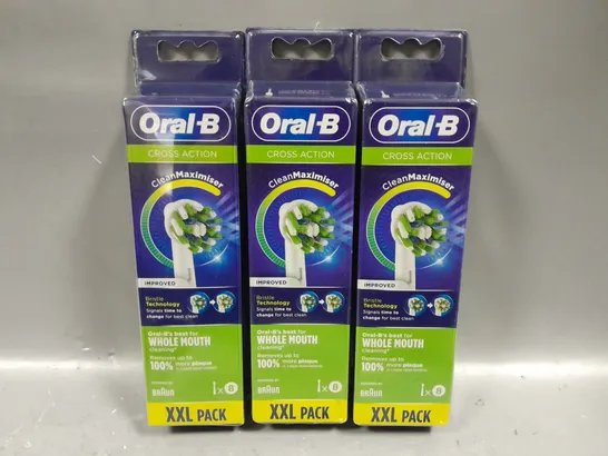 3 PACKS OF ORAL-B CROSSACTION 8 REPLACEMENT TOOTHBRUSH HEADS