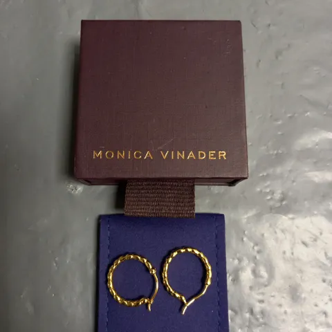 BOXED MONICA VINADER GOLD COLOURED HOOP EARRINGS