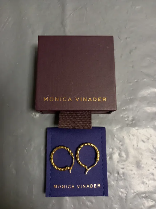 BOXED MONICA VINADER GOLD COLOURED HOOP EARRINGS