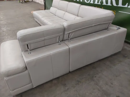 QUALITY DESIGNER ITALIAN MADE VIVALDI LARGE LEATHER UPHOLSTERED CORNER SOFA WITH ADJUSTABLE HEADRESTS