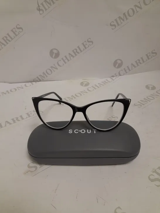 SCOUT ARABELLA SHINY BLACK/MATTE BLACK CATS EYE PRESCRIPTION GLASSES 