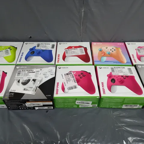 BOX OF APPROXIMATELY 10 XBOX GAME CONTROLLERS TO INCLUDE ELITE SERIES 2 