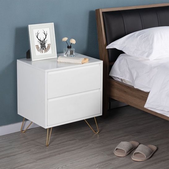 BOXED STORAGE END TABLE WITH 2 DRAWERS