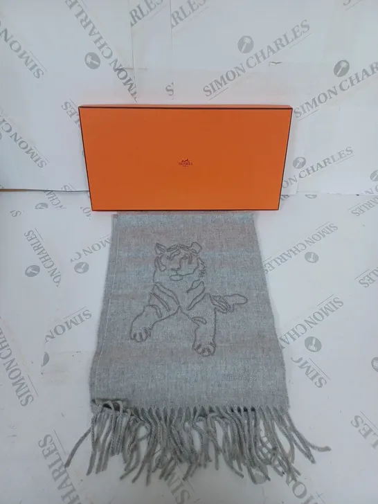 BOXED HERMES PARIS TIGER DESIGN SCARF