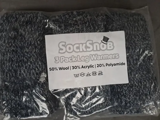 BOX OF APPROXIMATELY 10 ASSORTED SOCK SNOB 3-PACK LEG WARMERS IN ANTHRACITE - COLLECTION ONLY